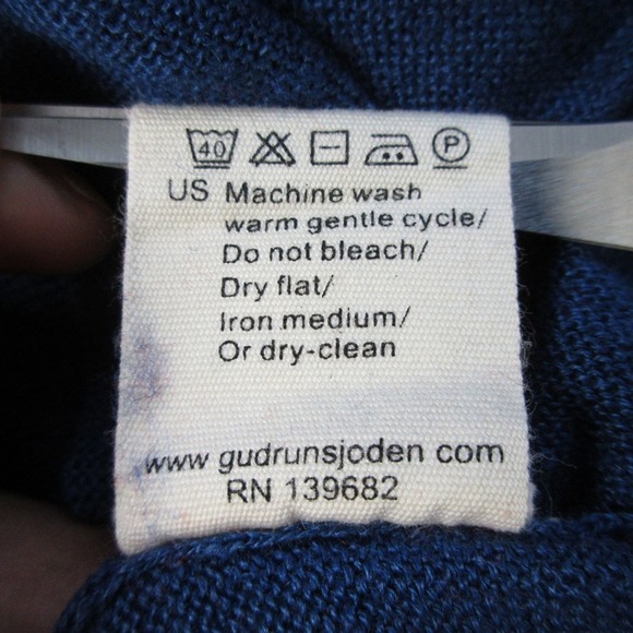 Gudrun Sjoden Linen Tunic Dress M Blue Long Sleeve Hi-Low Hem Relaxed Boho 276 - Picture 4 of 9